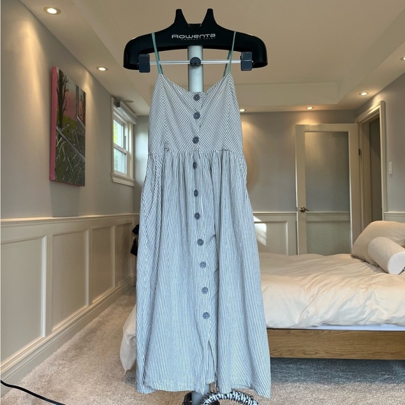 Striped Button Up Midi Dress - Picture 3 of 7